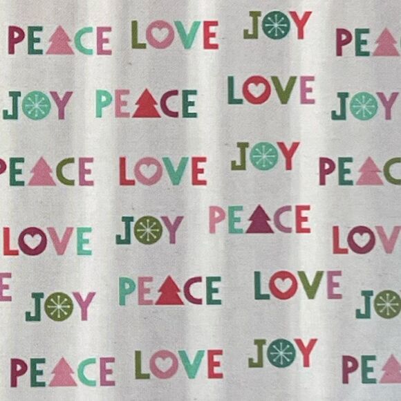 Joy Peace Love Holiday Shower Curtain 72” x 72” NWT - Picture 3 of 7